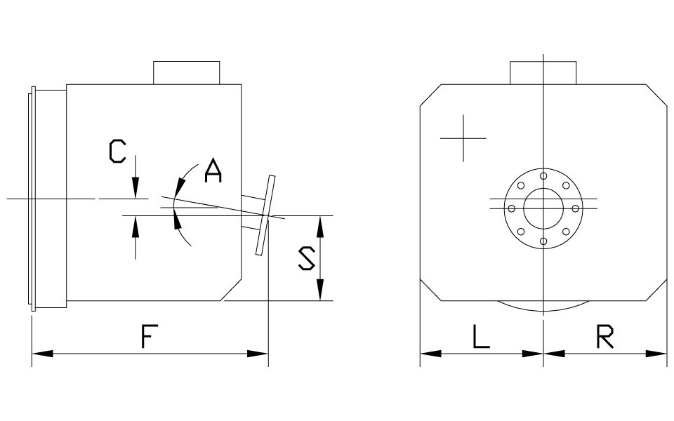 Near Coaxial Down Angle Dimensions